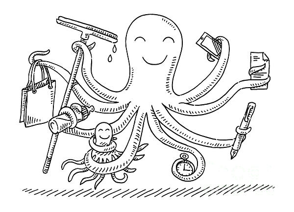 Cartoon Octopus Multitasking Concept Drawing Jigsaw Puzzle by Frank  Ramspott - Pixels