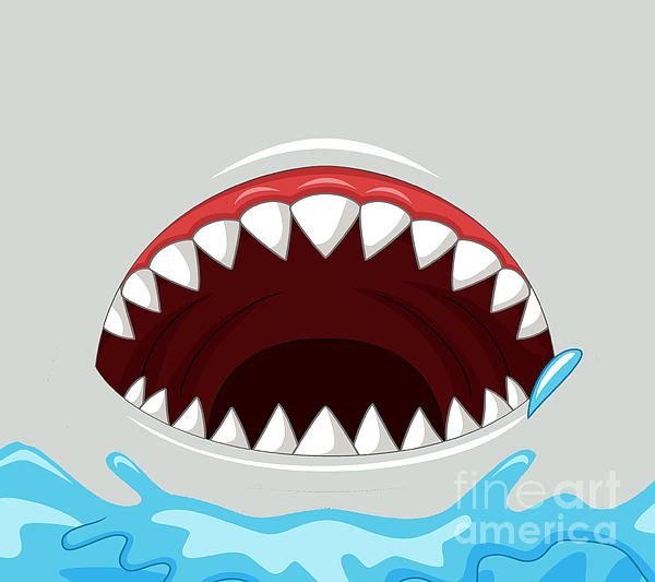 Cartoon Shark Open Jaw Scary Halloween Animal Ocean Carry-all Pouch by  Noirty Designs - Fine Art America
