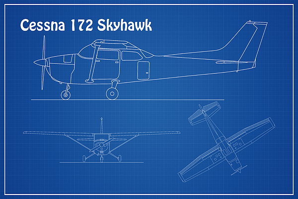 Cessna 172 Skyhawk - Airplane Blueprint Drawing Plans A Greeting Card ...