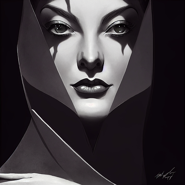 Character Design Ink Drawing Of Ava Gardner As The Beautiful And Deadly ...