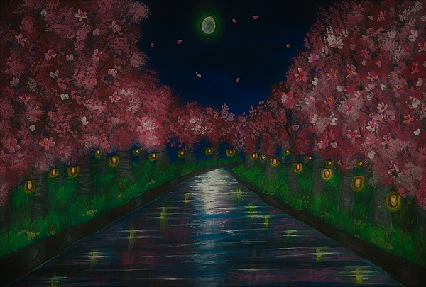 Tara Krishna - Cherry blossoms-night scene