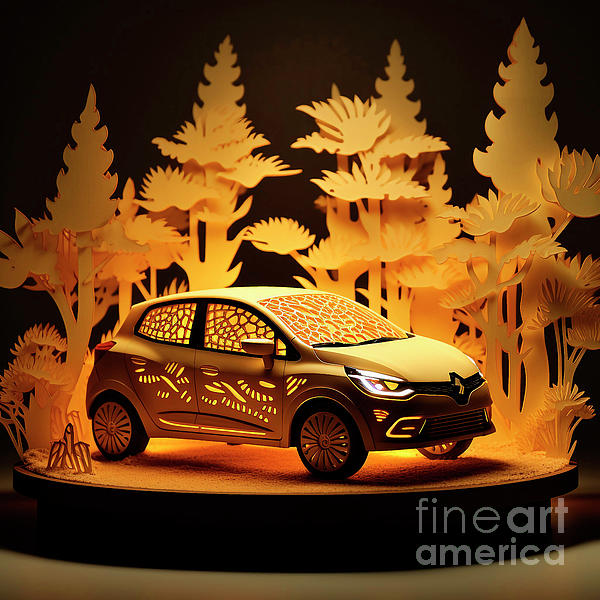 Chinese papercut style 136 Renault Clio car Jigsaw Puzzle by Clark Leffler  - Fine Art America
