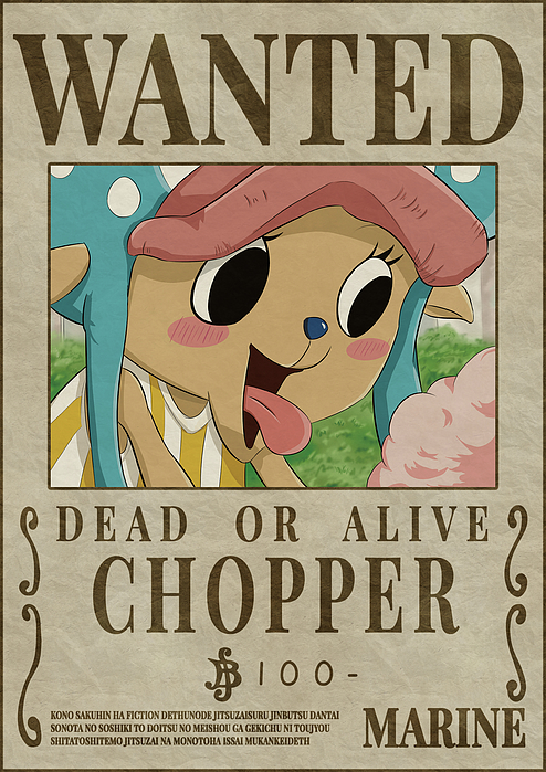 One Piece Chopper Wanted Poster Double-Sided T-Shirt