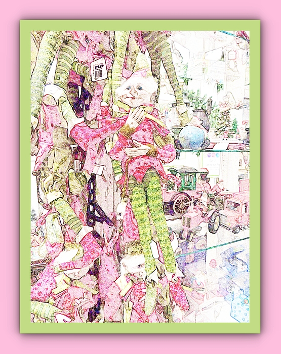 Marian Bell - Christmas Place - A Little Elfen Magic - Colored Pencil - Framed