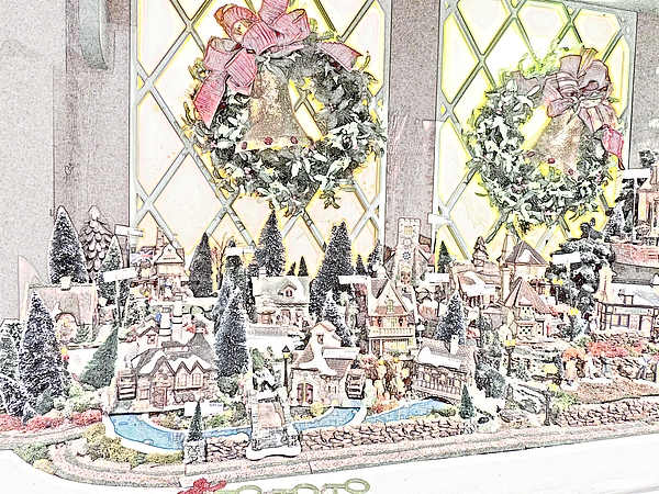 Marian Bell - Christmas Place Holiday Display in Colored Pencil