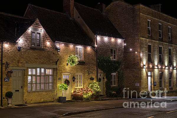 Christmas Lights Along Sheep Street Stow on the Wold Ornament by Tim - Tim Gainey -
