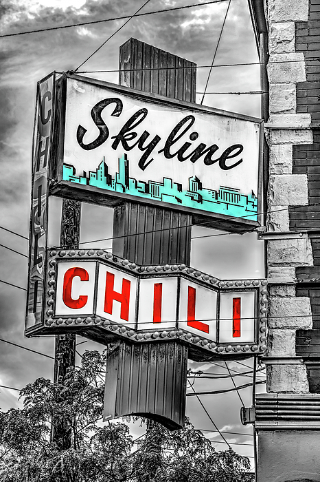 Gregory Ballos - Cincinnati Skyline Chili Sign In Selective Coloring - Clifton Location