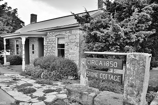 Lisa Wooten - Circa 1850 Stone Cottage Frederick Weistar House Chester Illinois Black And White