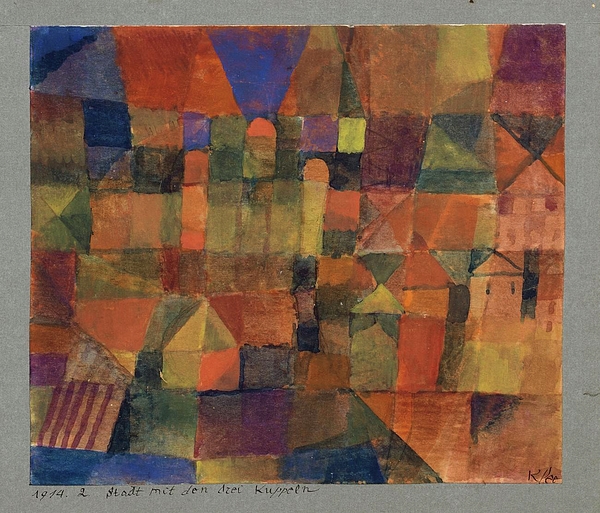 City with the three domes 1914 painting in high resolution by Paul Klee ...