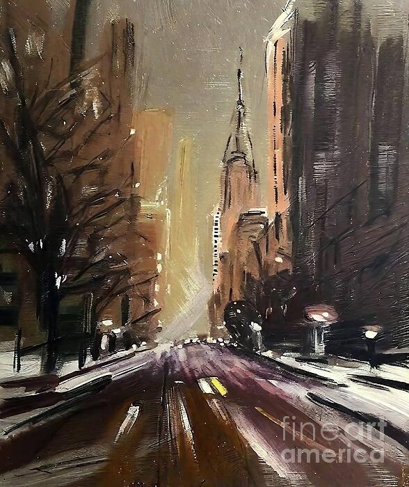 Watercolor painting City top streets Unknown artist