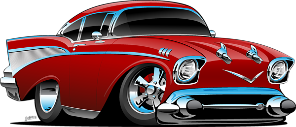 Classic American 57 Hot Rod Cartoon Jigsaw Puzzle by Jeff Hobrath - Pixels