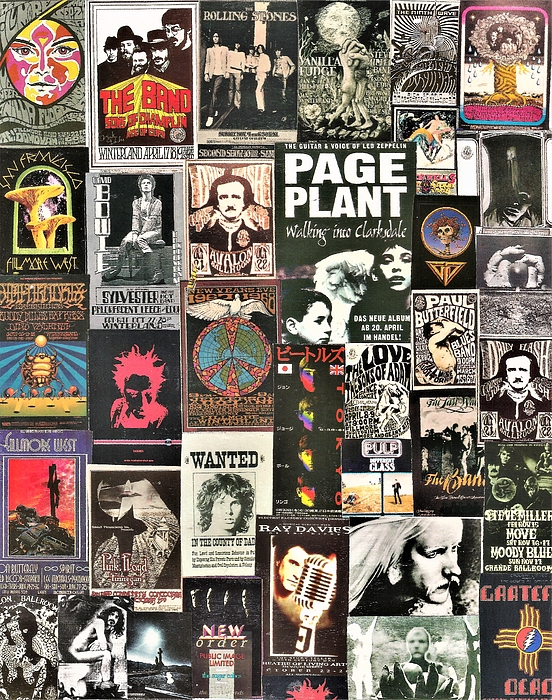 Classic Rock Posters in Shades of Black Collage 17 Greeting Card for ...