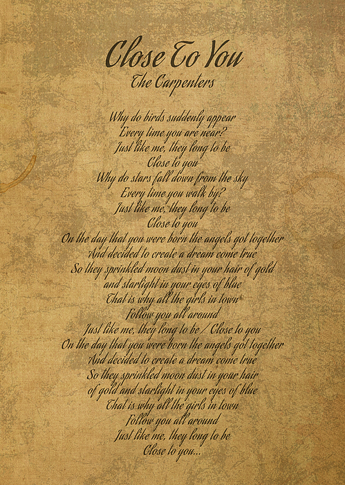 The Carpenters Rainy Days And Mondays Song Lyric Vintage Music