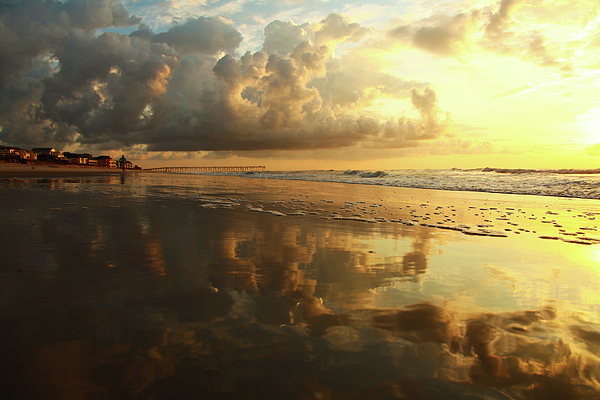 Wayne Moran - Clouds and Reflections Watching the Sunrise on the Beach Carolina Beach North Carolina