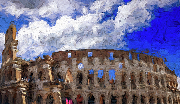 Joseph S Giacalone - Clouds Over The Colosseum - Digital Painting