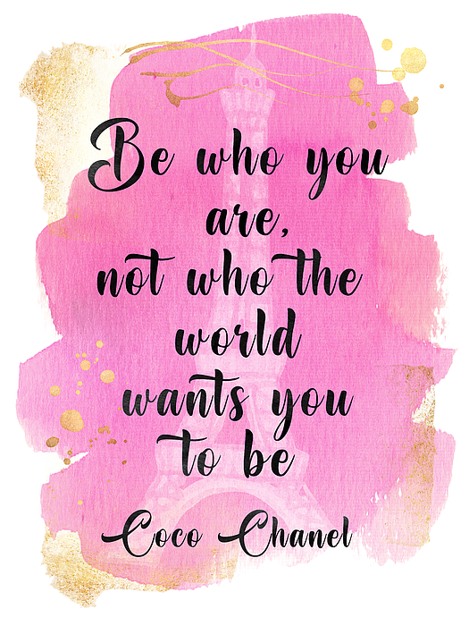 Coco Chanel quote pink watercolor Shower Curtain by Mihaela Pater - Pixels