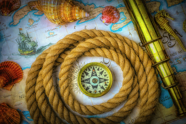 Compass On Old Ship Map Photograph by Garry Gay - Fine Art America