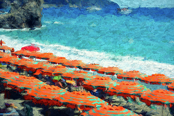 Joseph S Giacalone - Colorful Beach Impressionist - Monterosso al Mare