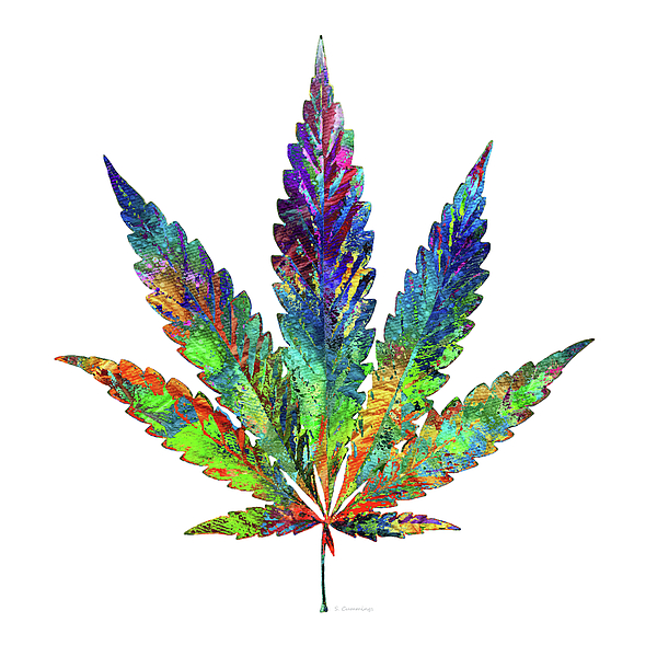 Colorful Cannabis Art - Herbal Healing - Sharon Cummings Greeting Card ...