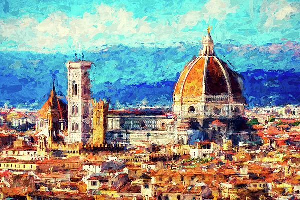 Joseph S Giacalone - Colorful Florence Italy - Digital Painting