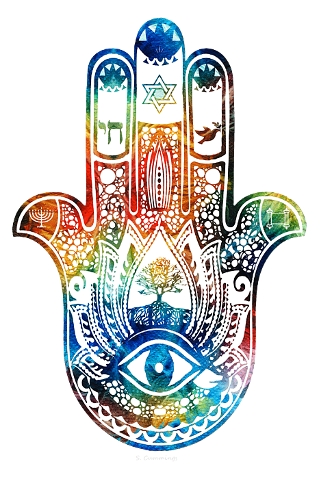 Colorful Hamsa Hand - Jewish Art - Sharon Cummings Zip Pouch by Sharon ...