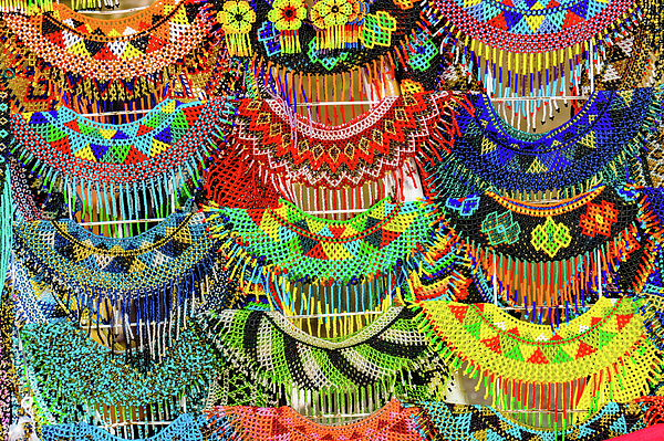 Colorful Mexican Bead Necklaces Oaxaca Mexico Spiral Notebook by William Perry Pixels Merch