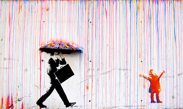 Colorful Paint Rain - Street Art Mural Banksy Original Sticker by