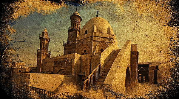 Nicko Prints - Complex of Sultan al-Mansur Qalawun in Cairo, Egypt, blended on old paper