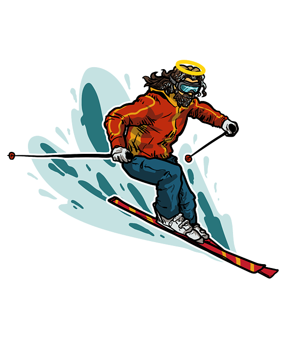 Cool Jesus Skiing Ski Gift Idea Kids T-Shirt for Sale by J M