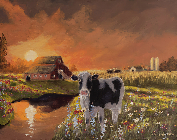 Ken Figurski - Cow Farm Painting