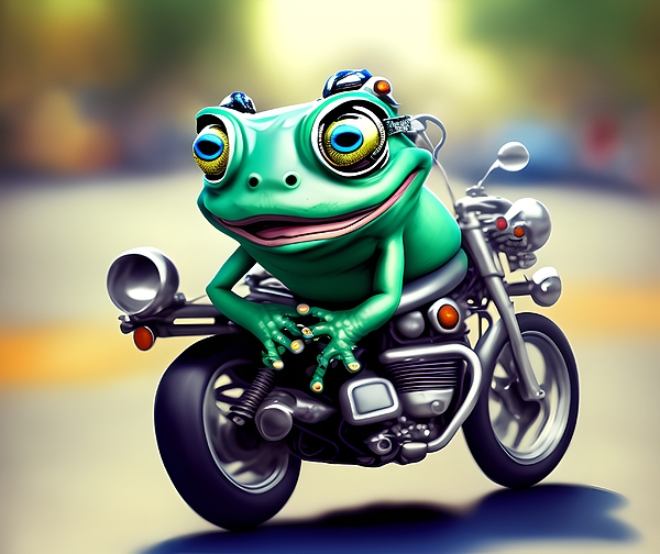 Crazy Frog on One Wheel Motorcycle Dead · Creative Fabrica