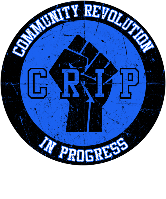 CRIP Community Revolution In Progress 70s Sticker by Alexander Lee - Pixels