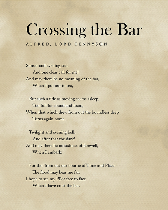 Crossing The Bar - Alfred Lord Tennyson Poem - Literature - Typography 1 -  Vintage Spiral Notebook