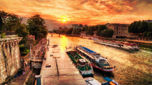 Joe Vella - Cruising the Seine at sunset, Paris, France.