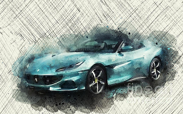Cs1875 Ferrari Portofino M 2021 Cars 2 Sticker by Ola Kunde - Fine Art  America