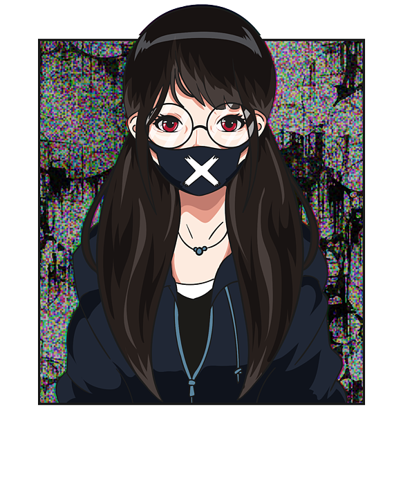 Cute Anti Social Anime Girl Antisocial Vaporwave Greeting Card