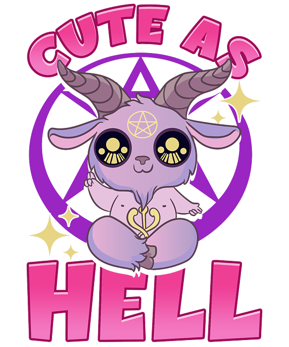Cute As Hell Pastel Anime Kawaii Baphomet Goth Pun Greeting Card by The ...