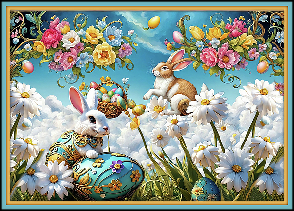 Constance Lowery - Cute Bunnies With Flowers