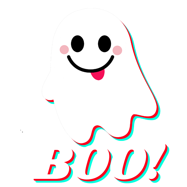 Cute Halloween White Ghost With Chroma Blur With BOO Speech Bubble