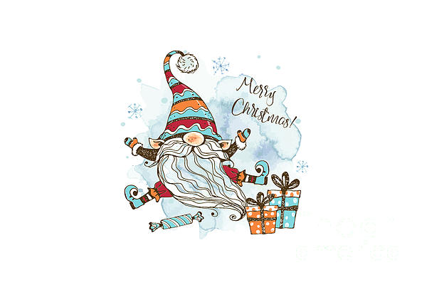 Cute Holiday Nordic Gnomes in Hat with Candy Gifts Watercolor Merry  Christmas Xmas Winter Duvet Cover by Petite Patterns - Pixels