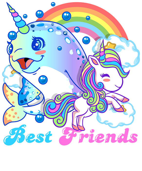 Narwhal and Friends, Emoji Tween Print, Pre-teen Girls, Unicorns, Panda,  Llamas and Doughnuts Water Bottle by cateandrainn