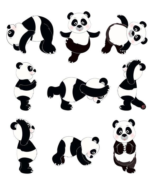 Panda Doing Yoga Cartoon Clipart Vector - FriendlyStock