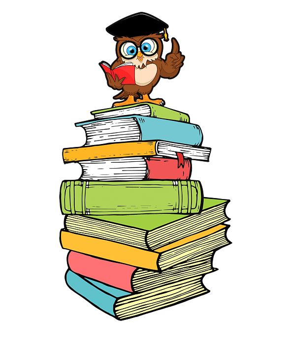 Cute Smart Literature Bookworm Owl Bibliophile Pile Of Books Spiral Notebook