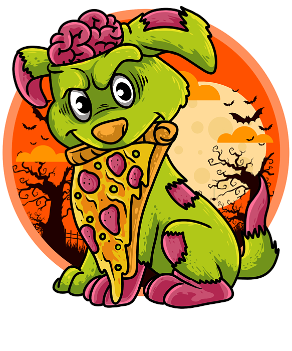 Cute Spooky Halloween Zombie Dog with Pizza Fleece Blanket by Ernesto  Tavares Gaiteiro - Pixels