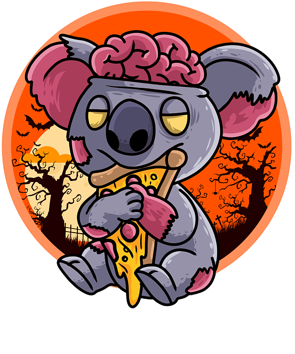 Cute Spooky Halloween Zombie Bunny with Pizza' Sticker