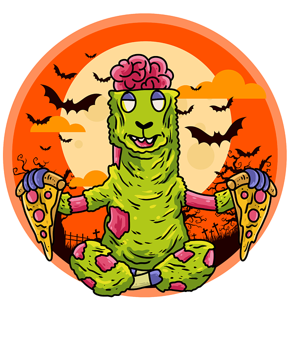 Cute Spooky Halloween Zombie Bunny with Pizza' Sticker