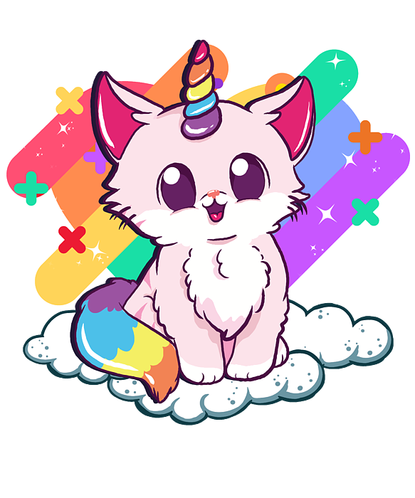 Cute Unicorn Cat Adorable Magical Rainbow Kitty Greeting Card by ...