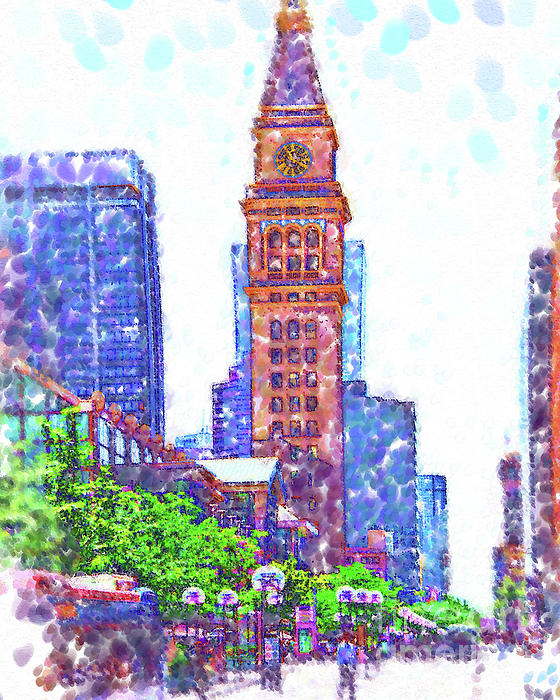 Kirt Tisdale - D F Tower In Pointillism On The Mall