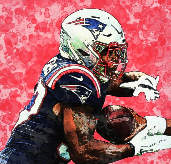 Damien Harris Patriots RB Fleece Blanket by Bob Smerecki - Pixels