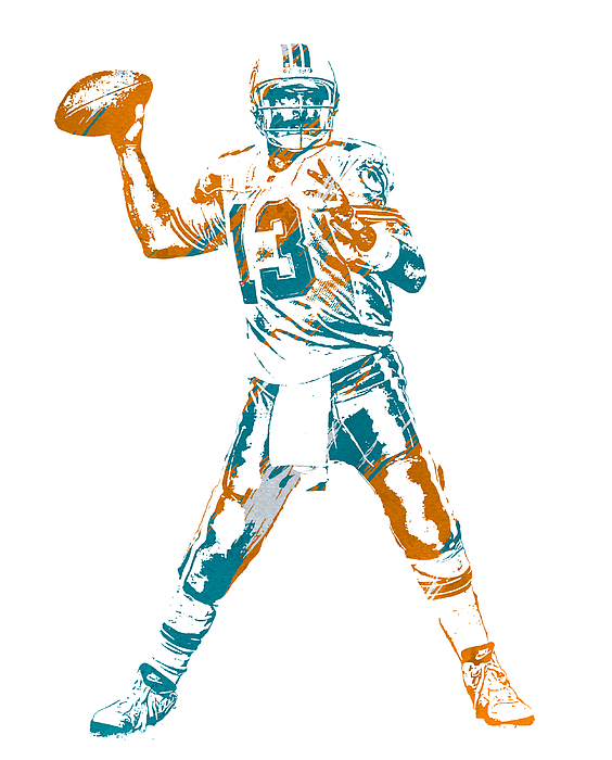 Dan Marino Miami Dolphins Pixel Art 21 Joe Hamilton Canvas Print